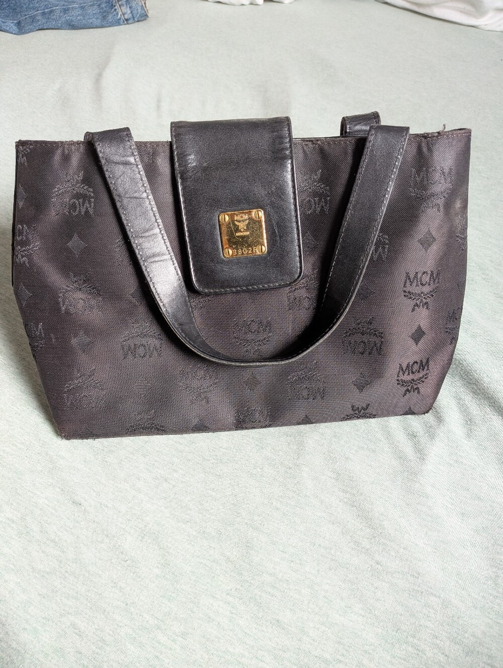 Vintage MCM black monogram jacquard nylon Handbag
